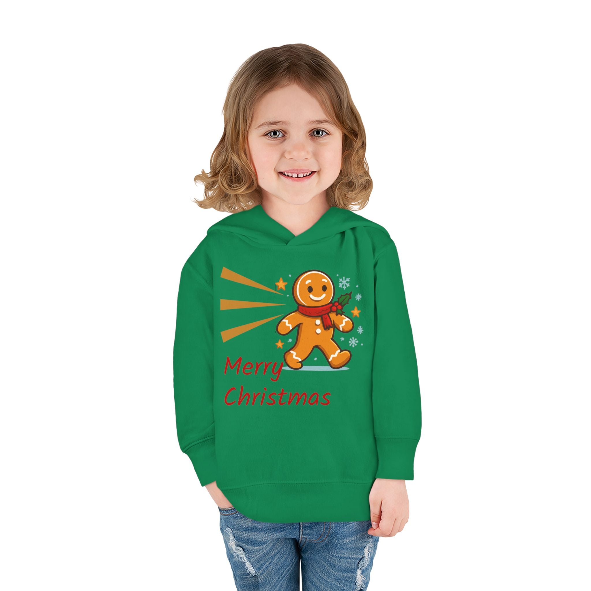 Christmas Toddler Hoodie - Merry Christmas Gingerbread Design, Holiday Gift, Fleece Pullover, Cute Kids Apparel, Seasonal Wear
