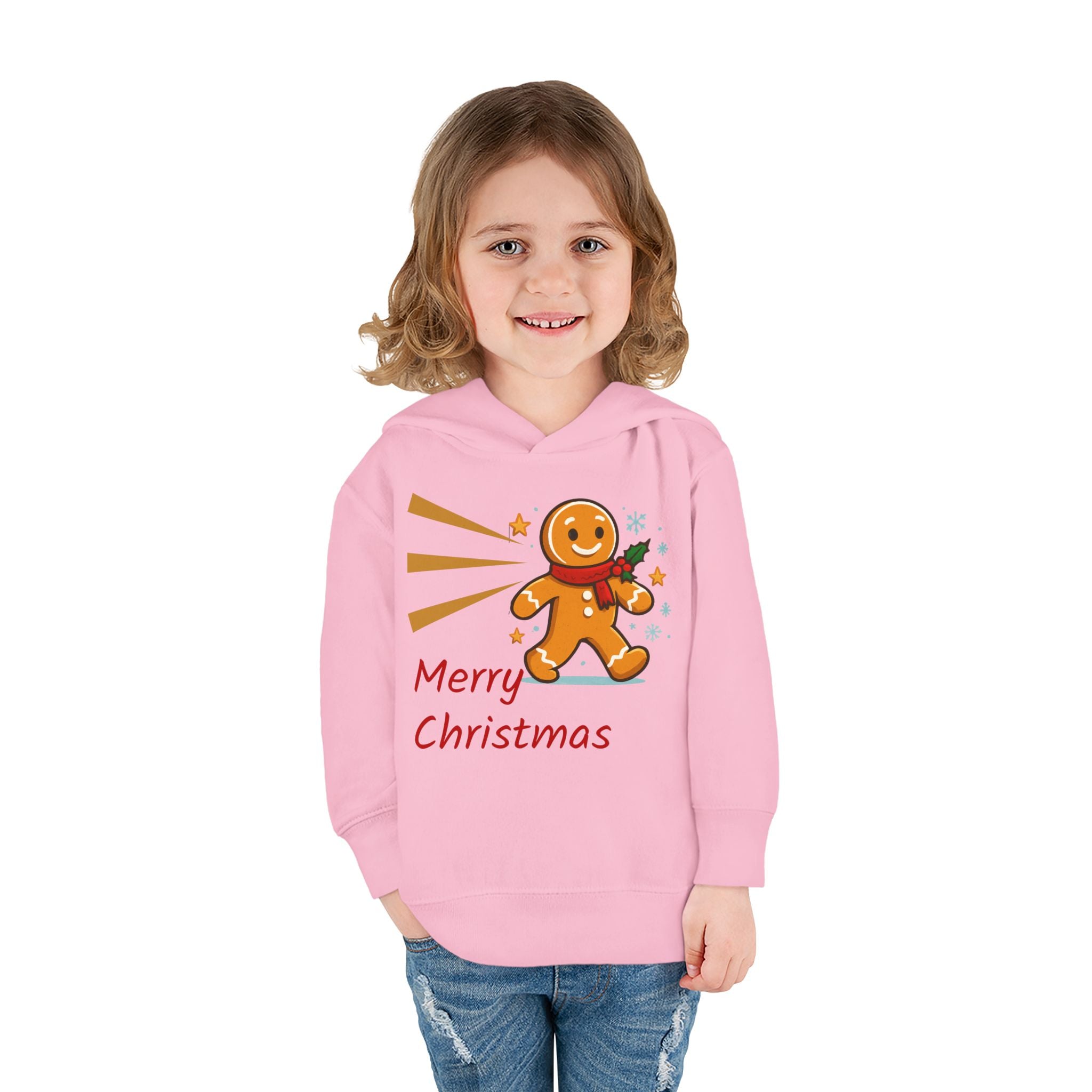 Christmas Toddler Hoodie - Merry Christmas Gingerbread Design, Holiday Gift, Fleece Pullover, Cute Kids Apparel, Seasonal Wear