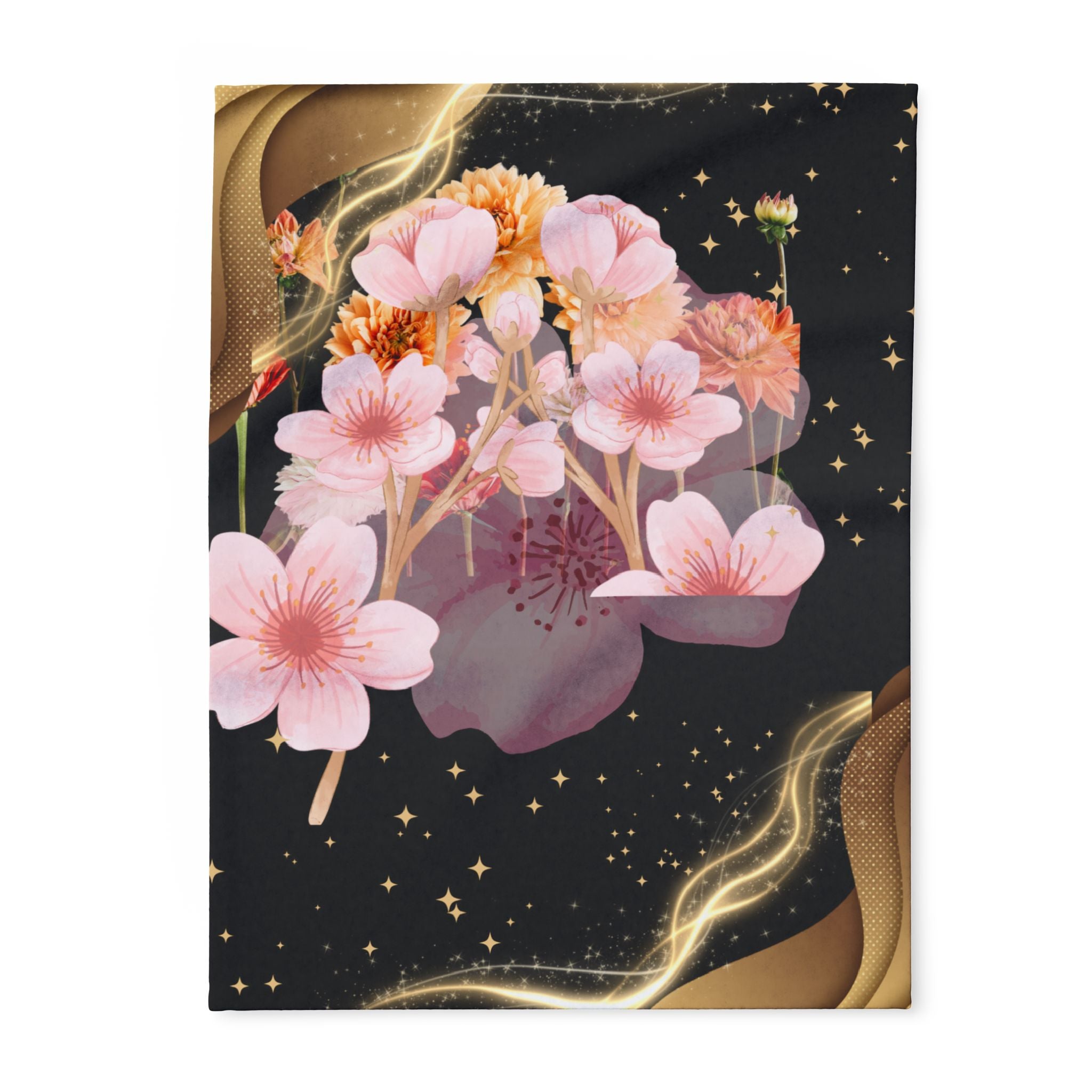 Floral Night Fleece Blanket: Cozy Floral Throw, Elegant Home Decor, Gifts for Her, Spring-Inspired Blanket, Perfect for Cozy Nights