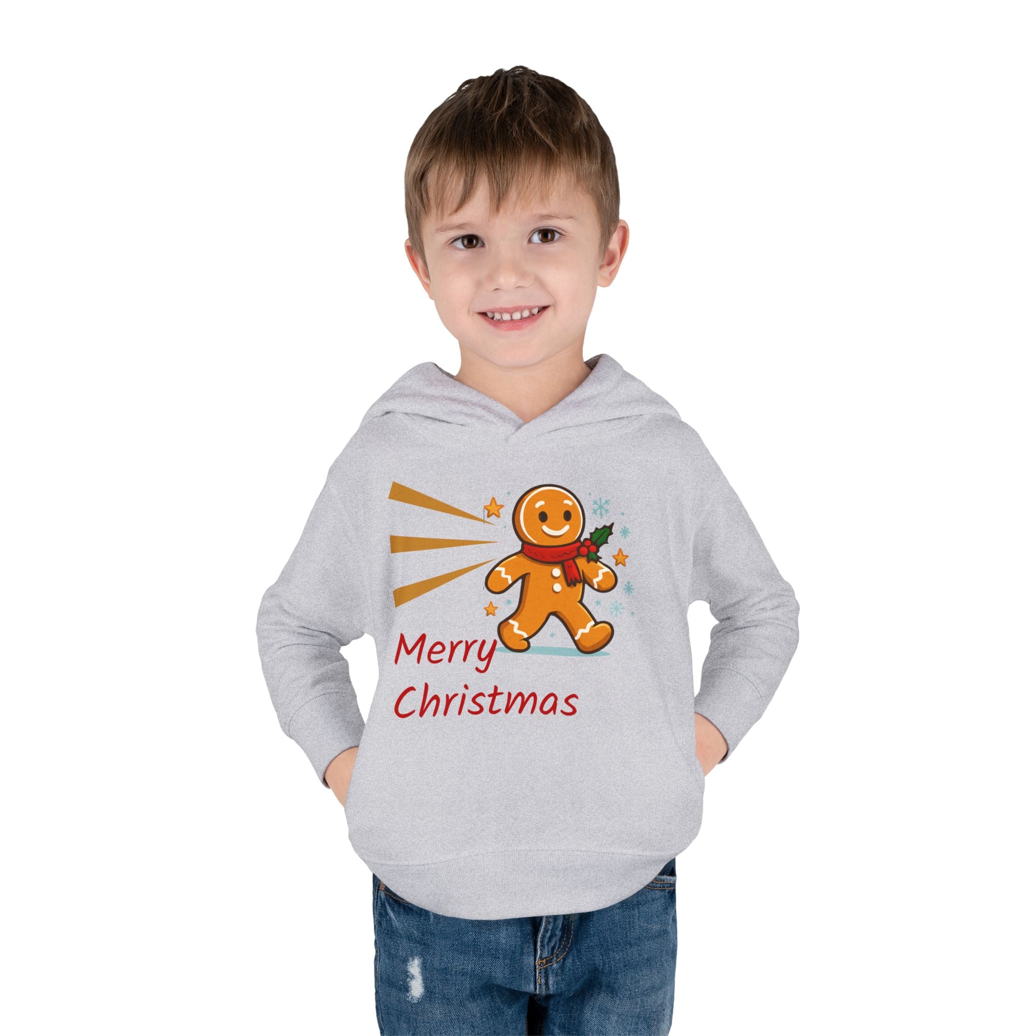Christmas Toddler Hoodie - Merry Christmas Gingerbread Design, Holiday Gift, Fleece Pullover, Cute Kids Apparel, Seasonal Wear