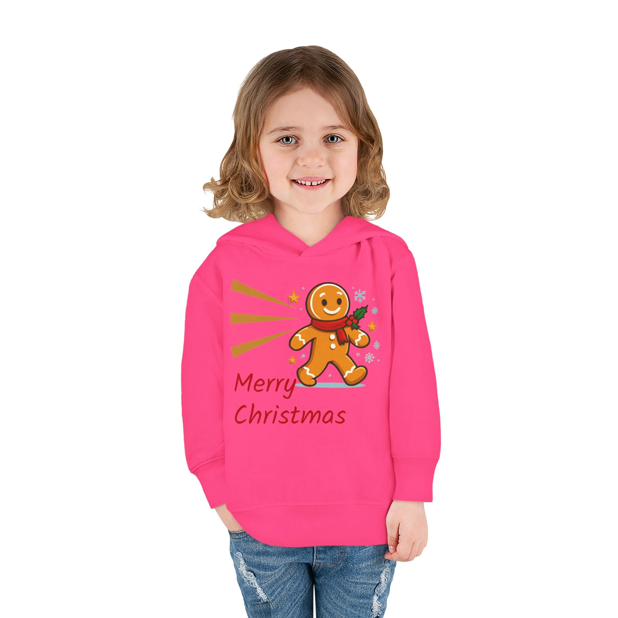 Christmas Toddler Hoodie - Merry Christmas Gingerbread Design, Holiday Gift, Fleece Pullover, Cute Kids Apparel, Seasonal Wear