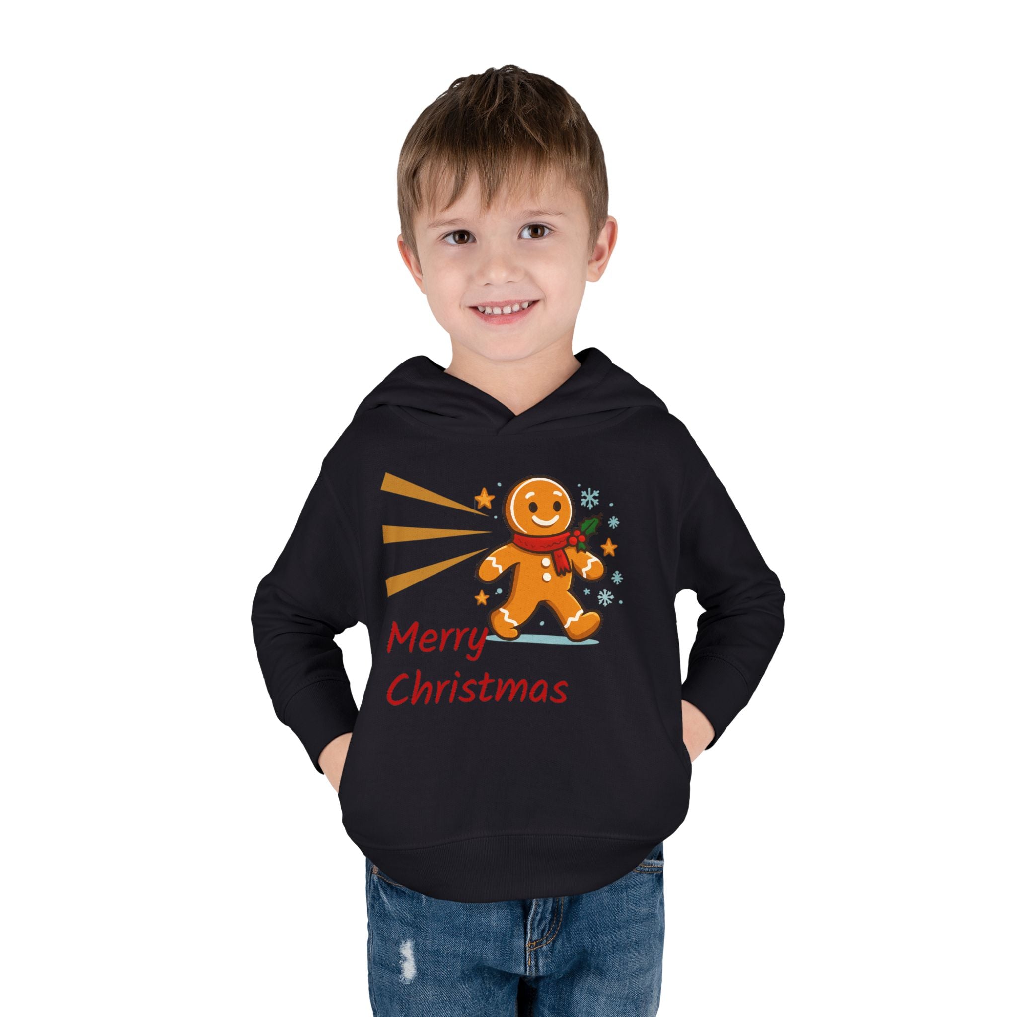 Christmas Toddler Hoodie - Merry Christmas Gingerbread Design, Holiday Gift, Fleece Pullover, Cute Kids Apparel, Seasonal Wear