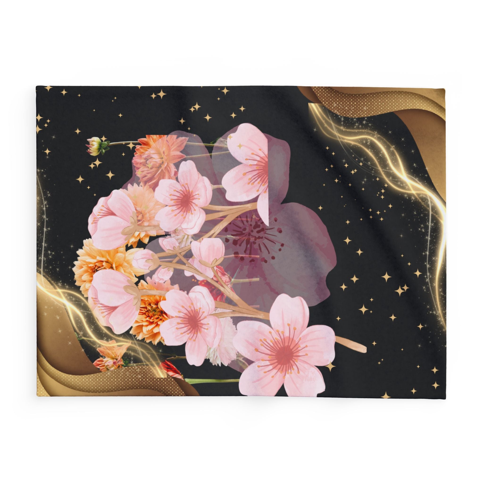Floral Night Fleece Blanket: Cozy Floral Throw, Elegant Home Decor, Gifts for Her, Spring-Inspired Blanket, Perfect for Cozy Nights