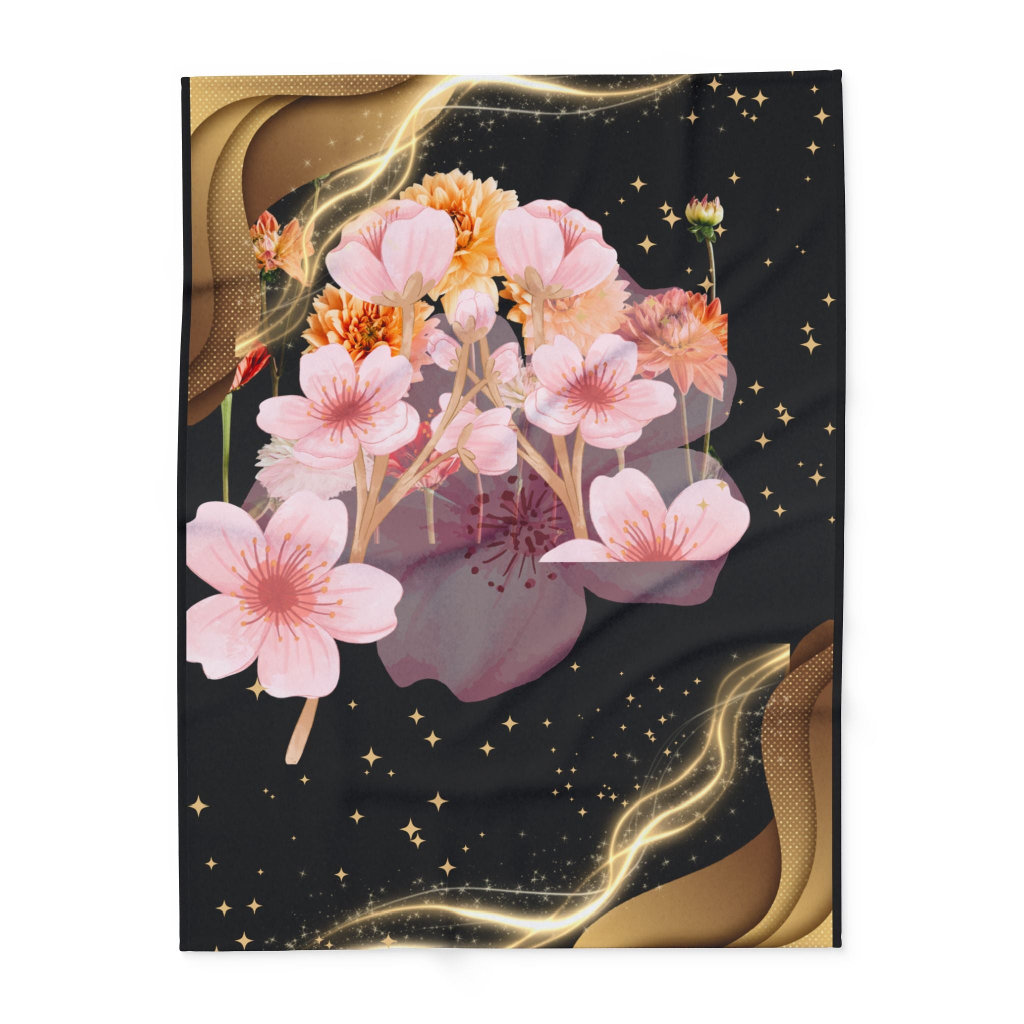 Floral Night Fleece Blanket: Cozy Floral Throw, Elegant Home Decor, Gifts for Her, Spring-Inspired Blanket, Perfect for Cozy Nights