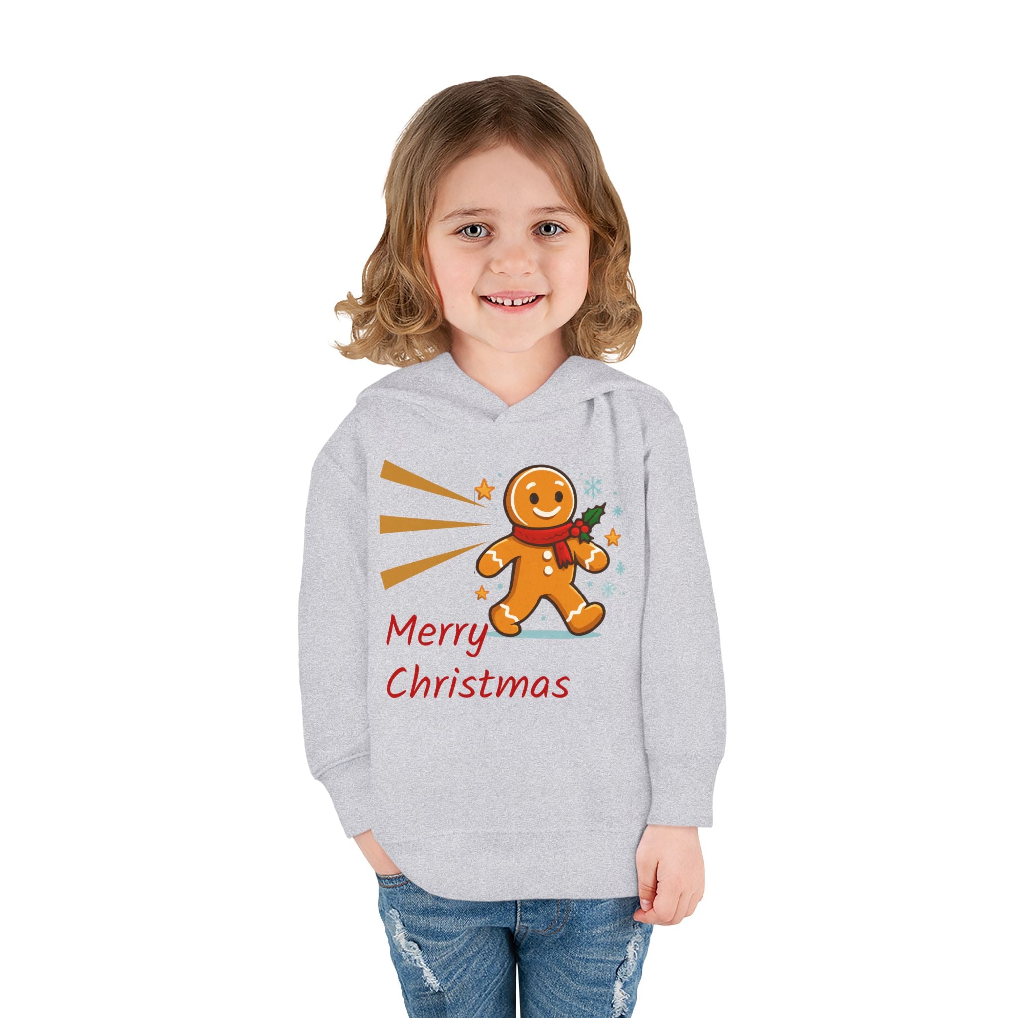 Christmas Toddler Hoodie - Merry Christmas Gingerbread Design, Holiday Gift, Fleece Pullover, Cute Kids Apparel, Seasonal Wear