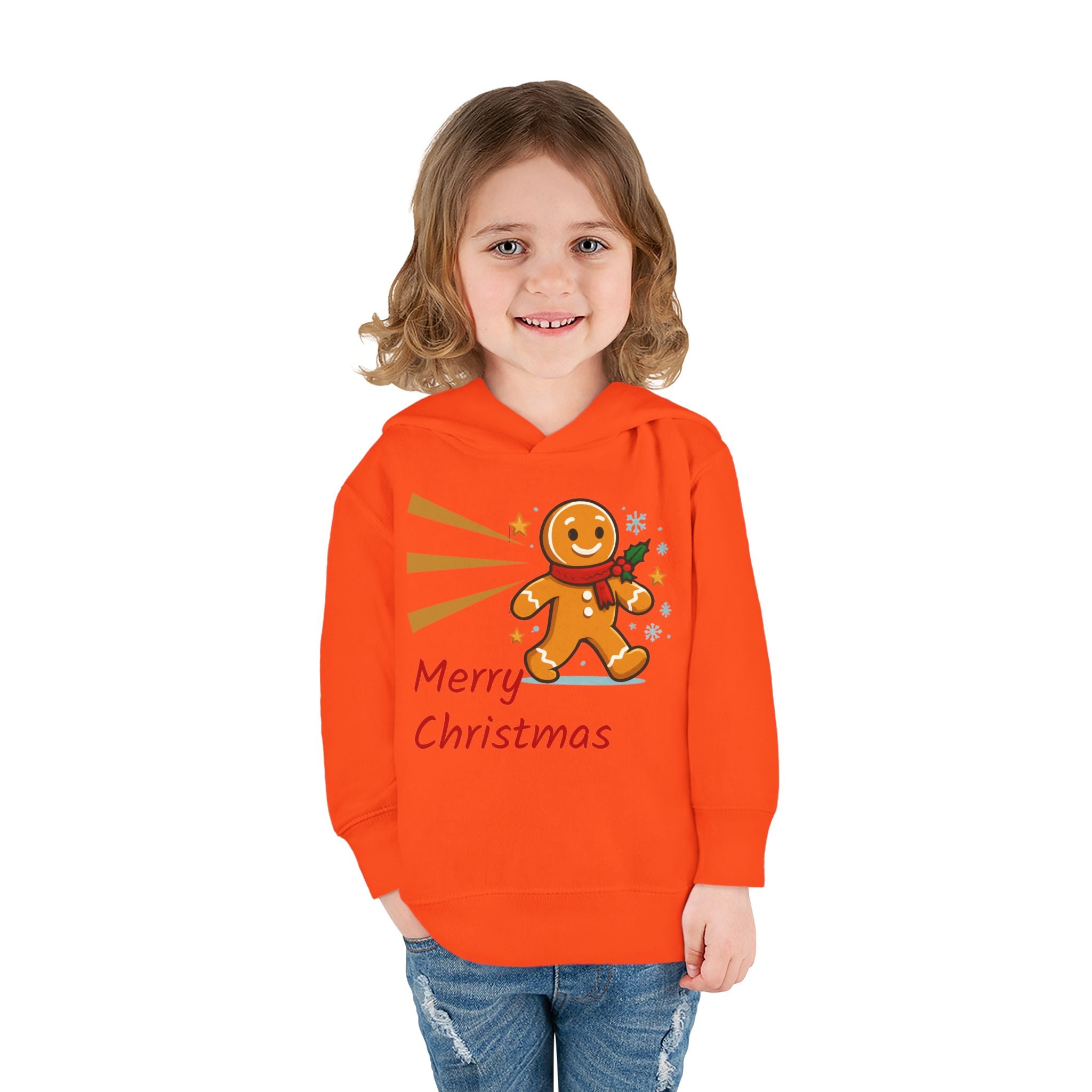 Christmas Toddler Hoodie - Merry Christmas Gingerbread Design, Holiday Gift, Fleece Pullover, Cute Kids Apparel, Seasonal Wear