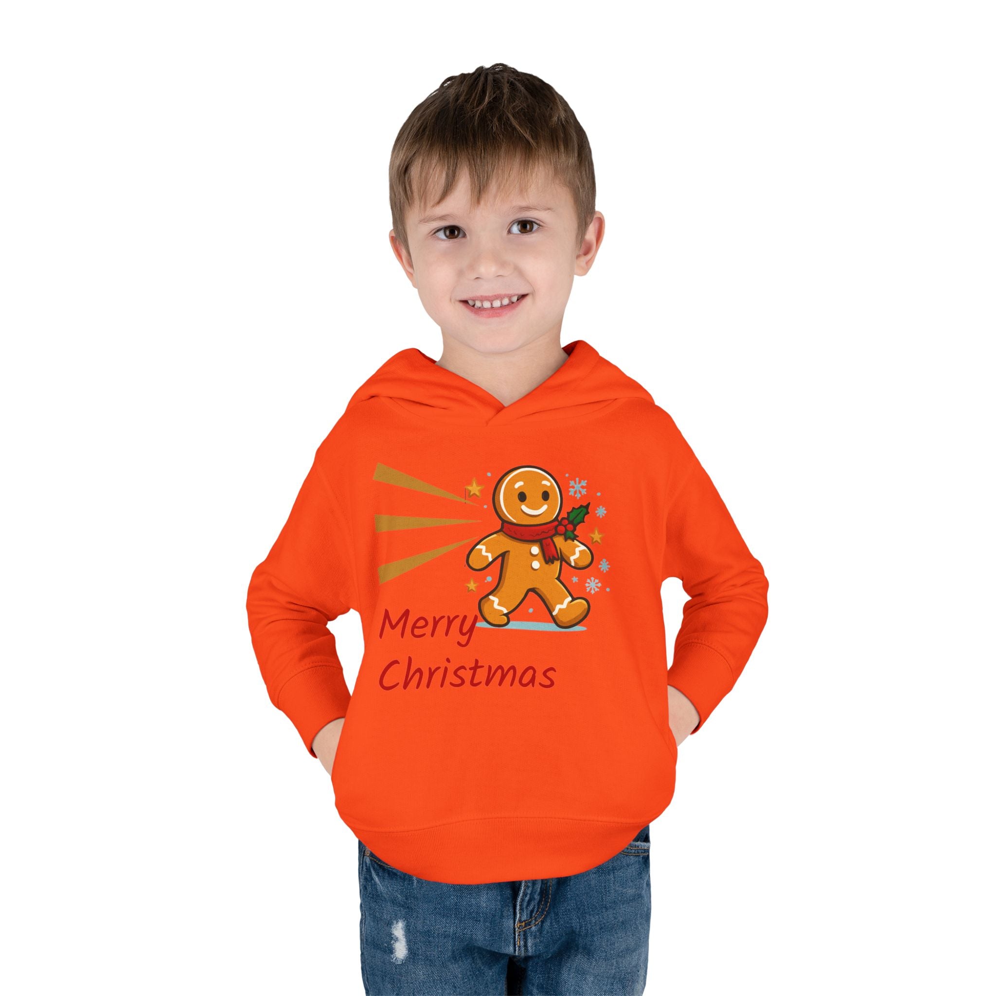 Christmas Toddler Hoodie - Merry Christmas Gingerbread Design, Holiday Gift, Fleece Pullover, Cute Kids Apparel, Seasonal Wear