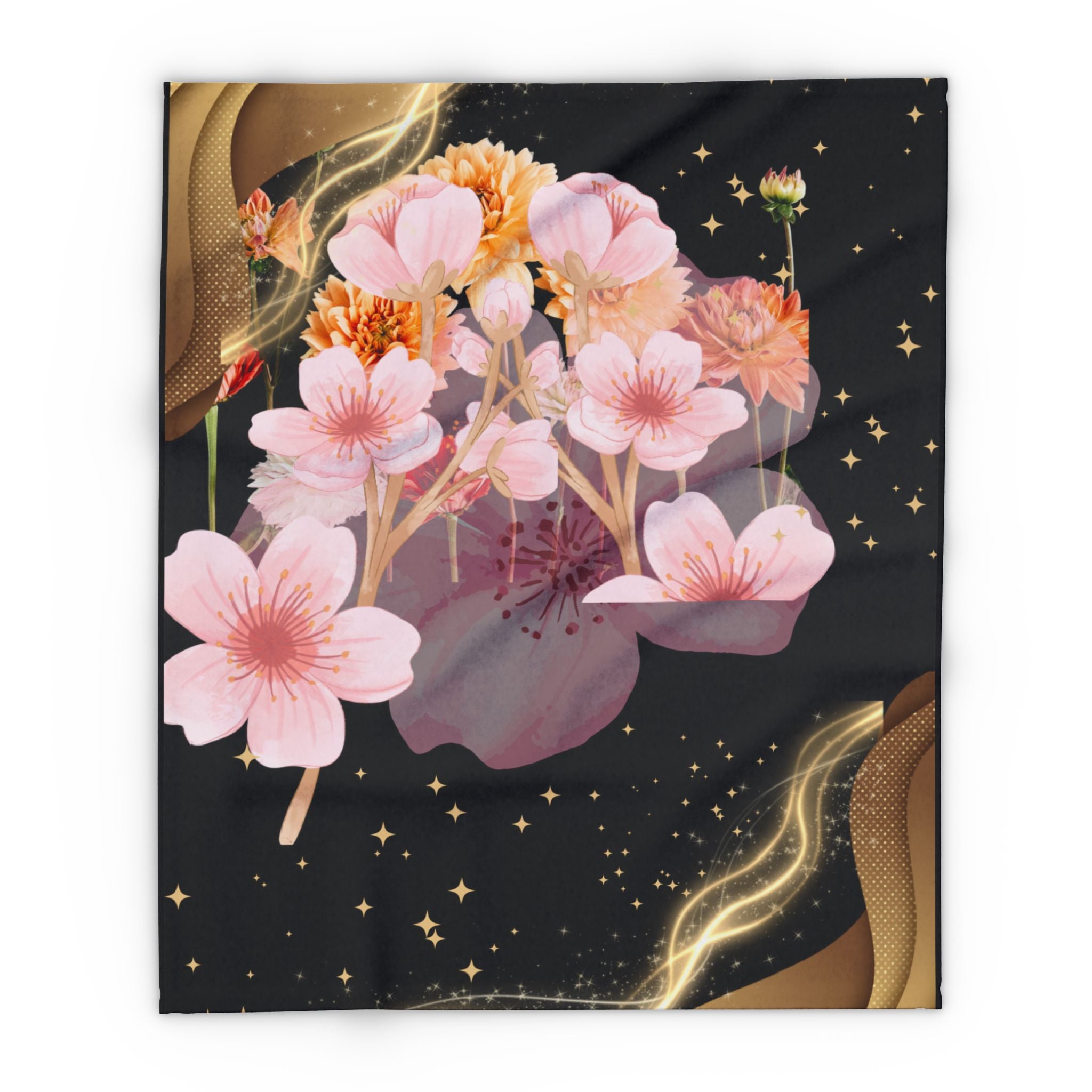 Floral Night Fleece Blanket: Cozy Floral Throw, Elegant Home Decor, Gifts for Her, Spring-Inspired Blanket, Perfect for Cozy Nights