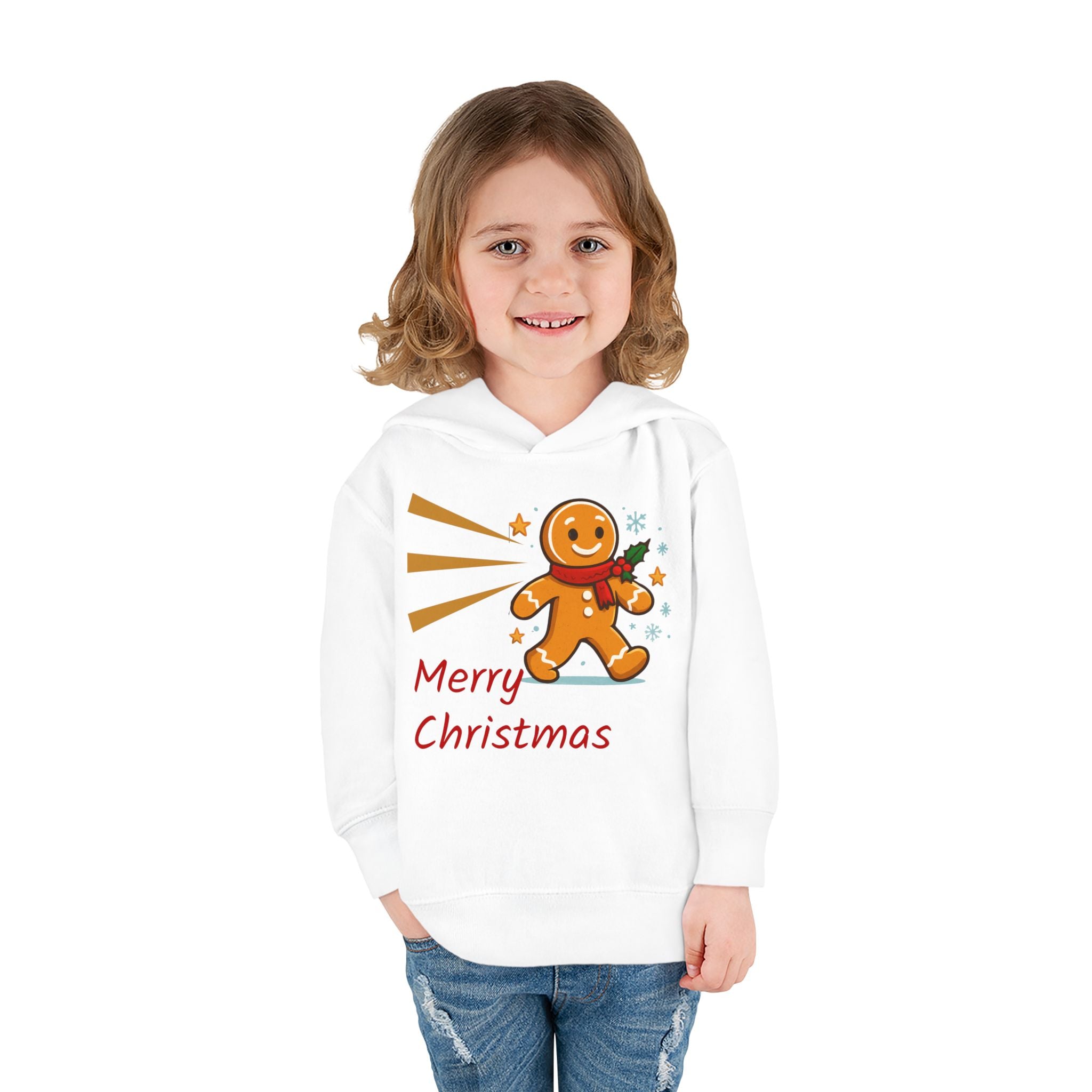Christmas Toddler Hoodie - Merry Christmas Gingerbread Design, Holiday Gift, Fleece Pullover, Cute Kids Apparel, Seasonal Wear