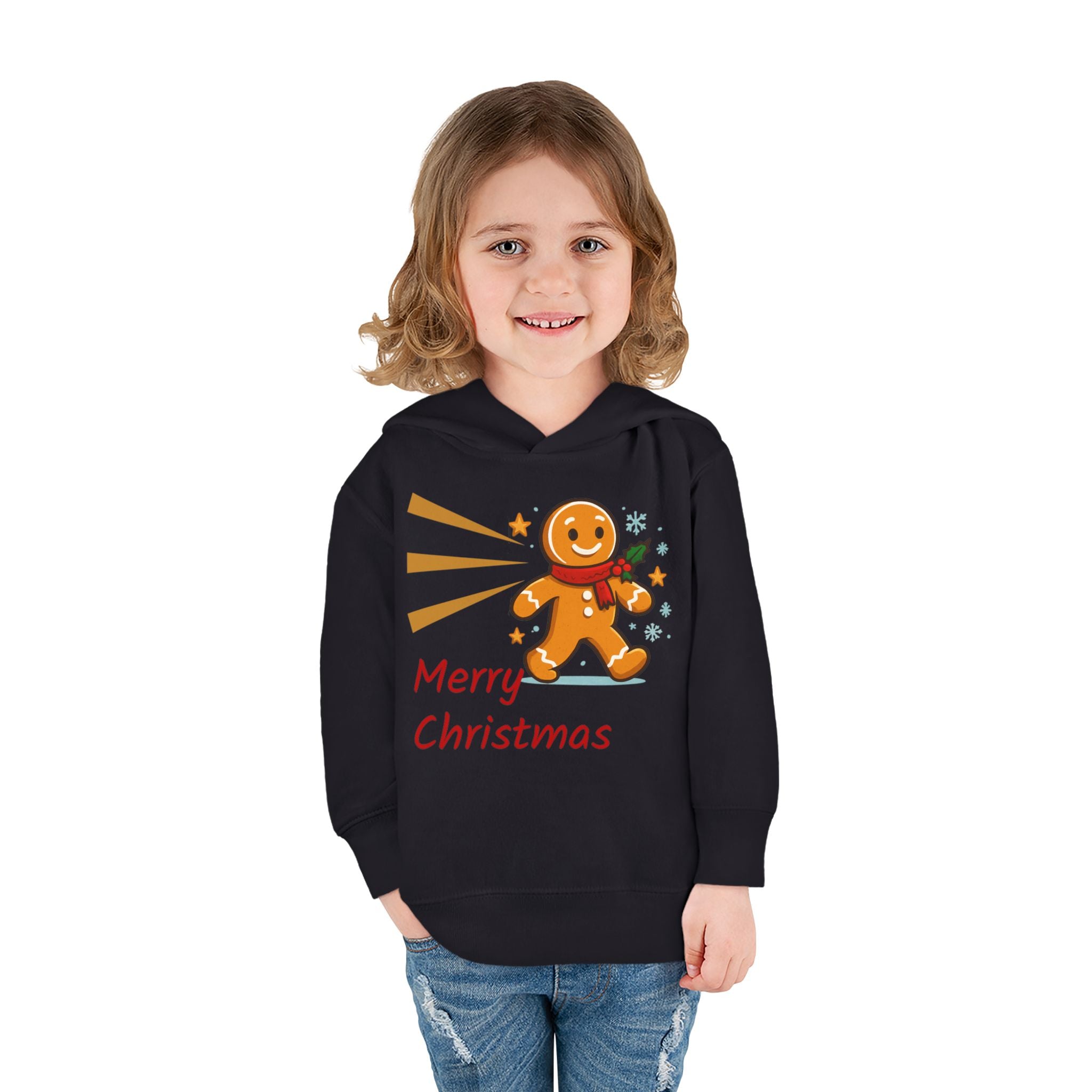 Christmas Toddler Hoodie - Merry Christmas Gingerbread Design, Holiday Gift, Fleece Pullover, Cute Kids Apparel, Seasonal Wear