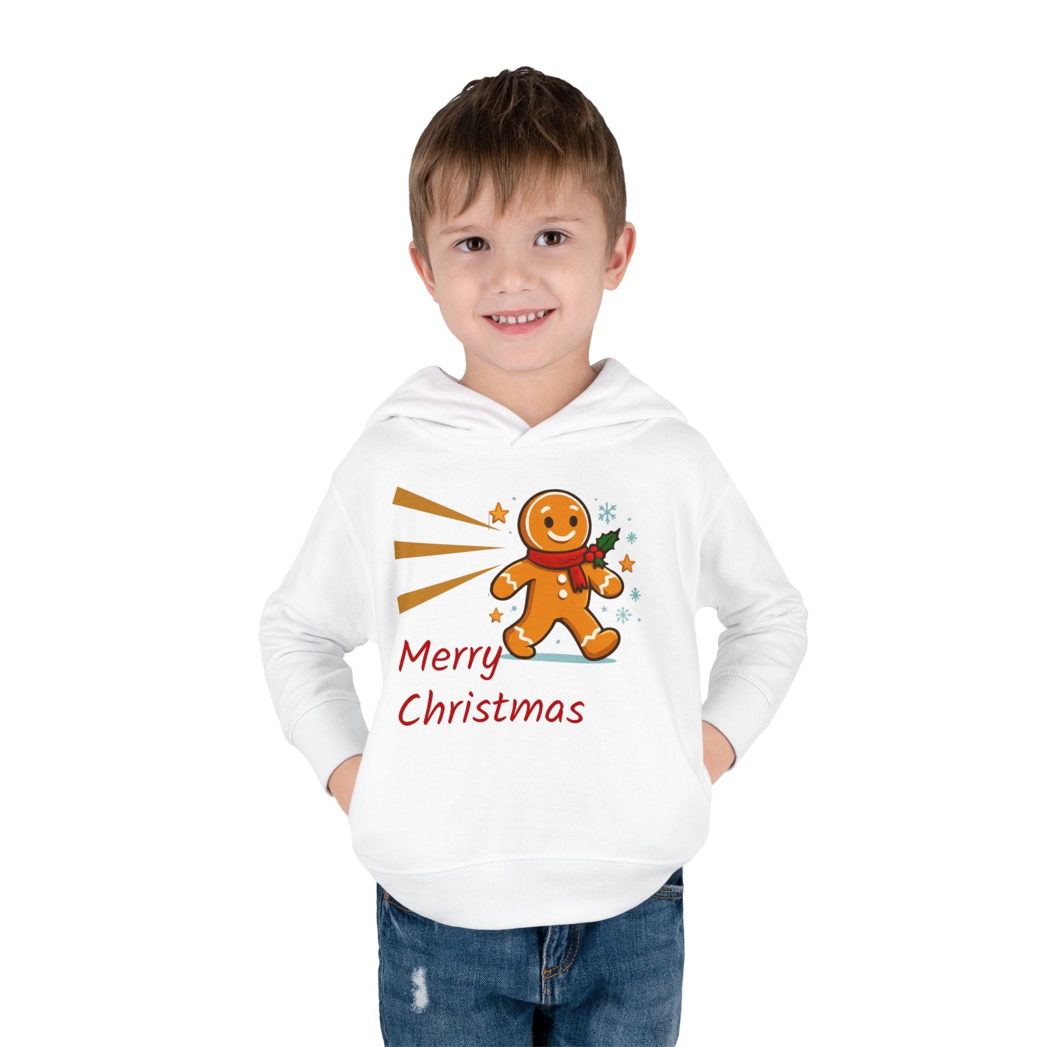 Christmas Toddler Hoodie - Merry Christmas Gingerbread Design, Holiday Gift, Fleece Pullover, Cute Kids Apparel, Seasonal Wear