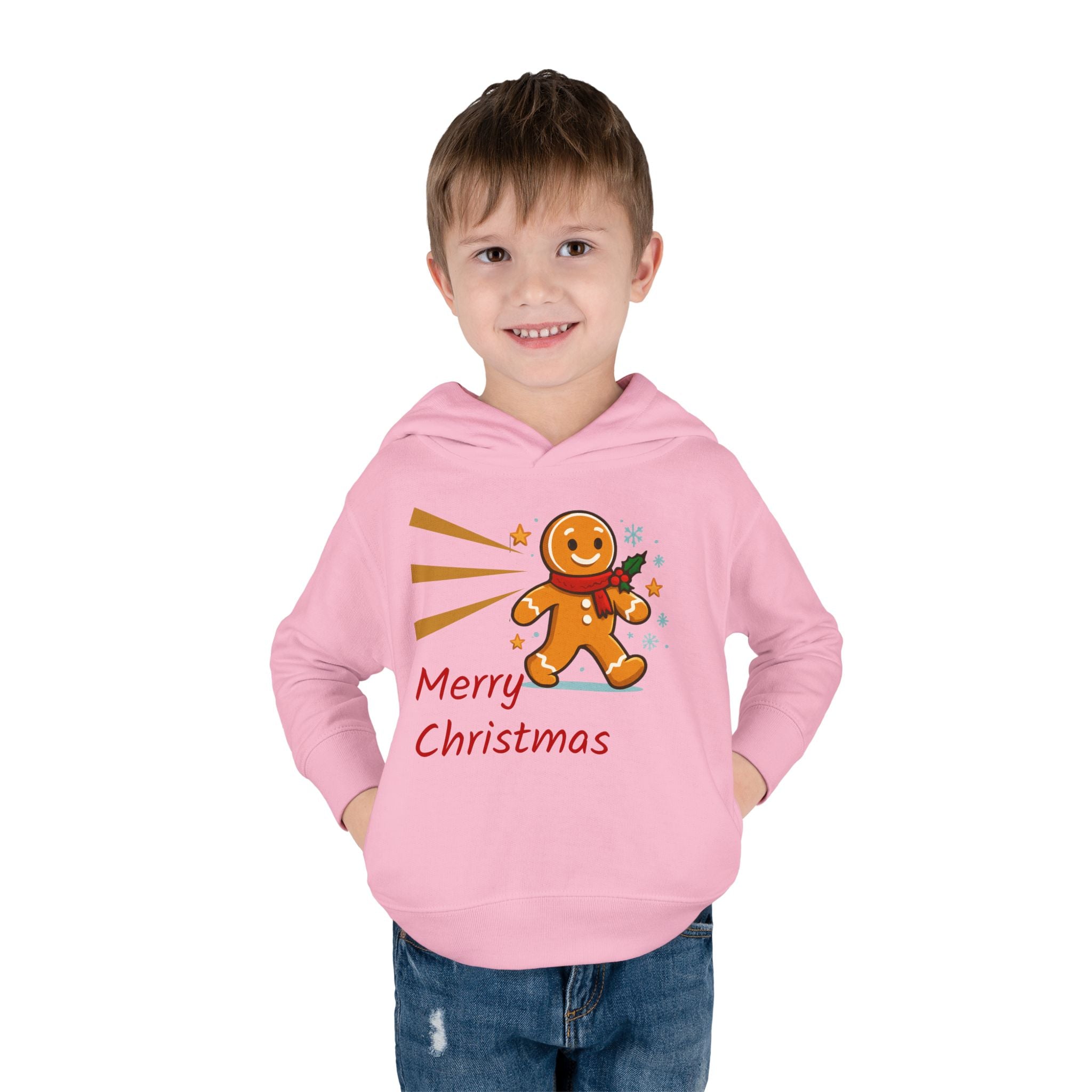 Christmas Toddler Hoodie - Merry Christmas Gingerbread Design, Holiday Gift, Fleece Pullover, Cute Kids Apparel, Seasonal Wear