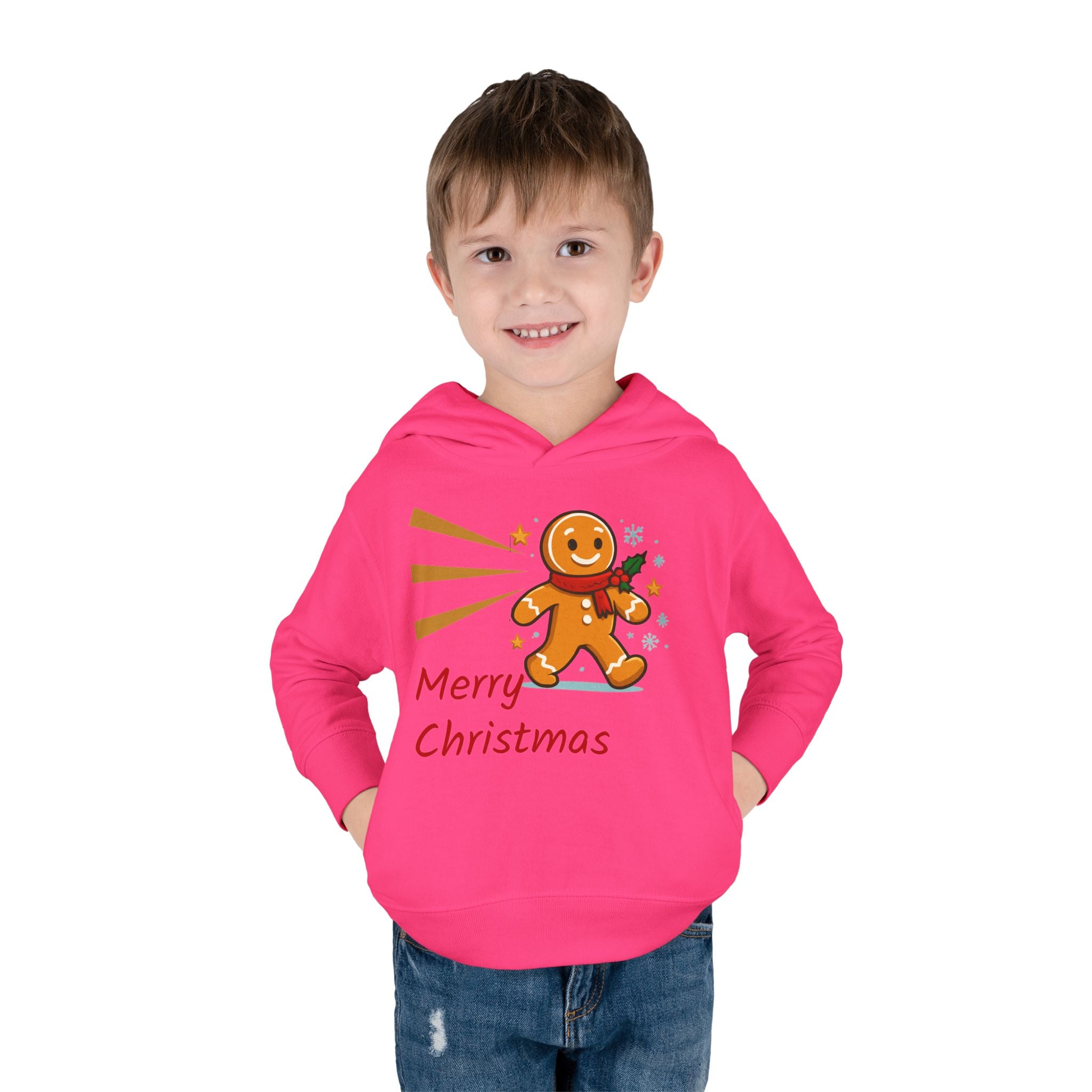 Christmas Toddler Hoodie - Merry Christmas Gingerbread Design, Holiday Gift, Fleece Pullover, Cute Kids Apparel, Seasonal Wear