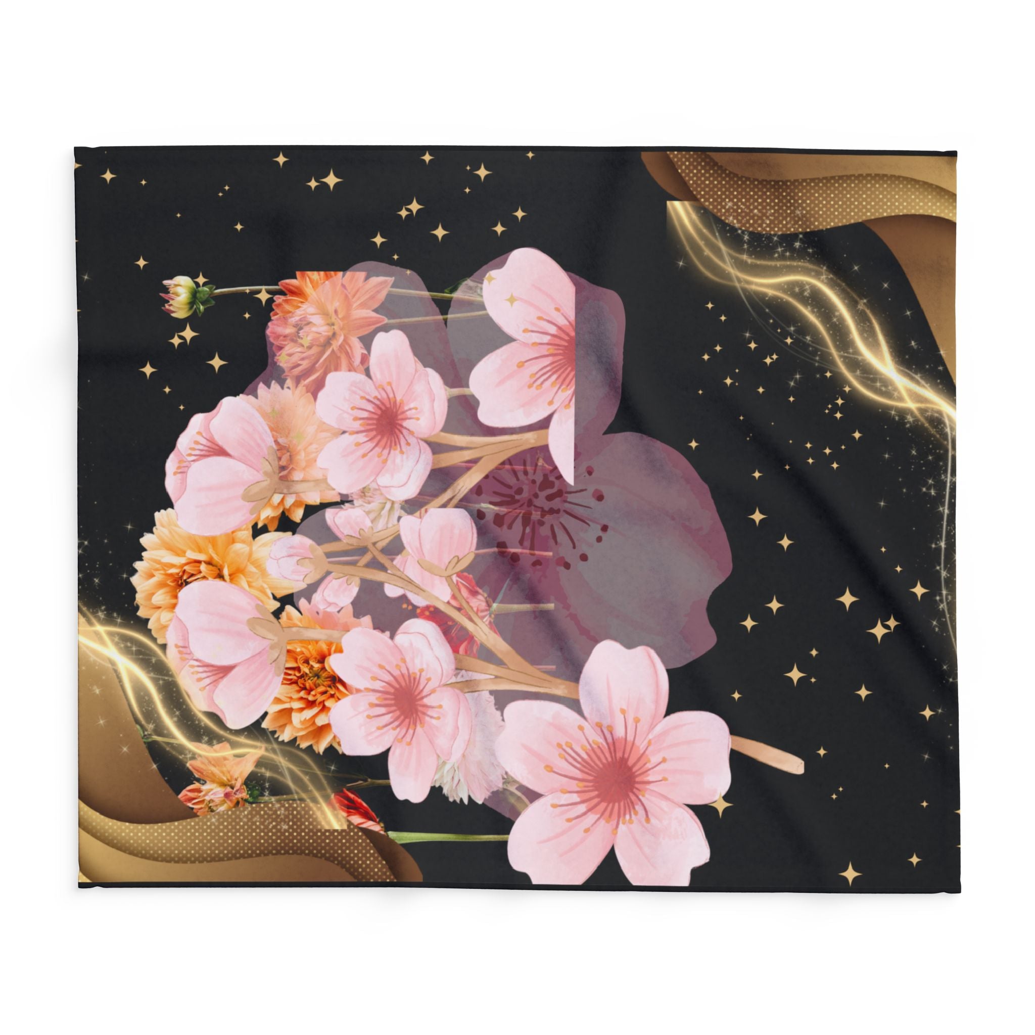 Floral Night Fleece Blanket: Cozy Floral Throw, Elegant Home Decor, Gifts for Her, Spring-Inspired Blanket, Perfect for Cozy Nights
