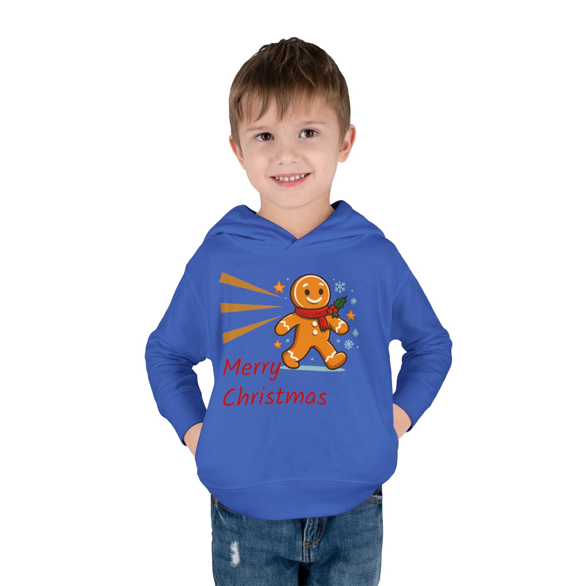 Christmas Toddler Hoodie - Merry Christmas Gingerbread Design, Holiday Gift, Fleece Pullover, Cute Kids Apparel, Seasonal Wear