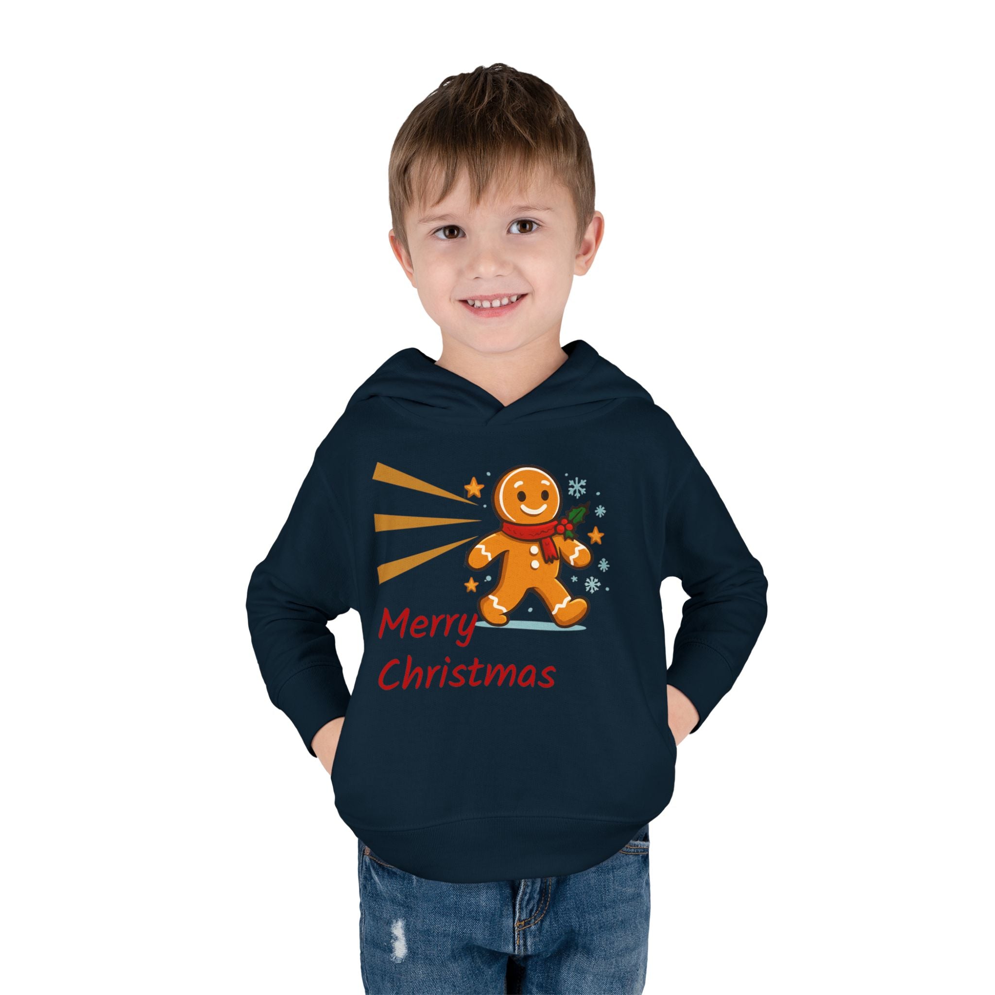Christmas Toddler Hoodie - Merry Christmas Gingerbread Design, Holiday Gift, Fleece Pullover, Cute Kids Apparel, Seasonal Wear