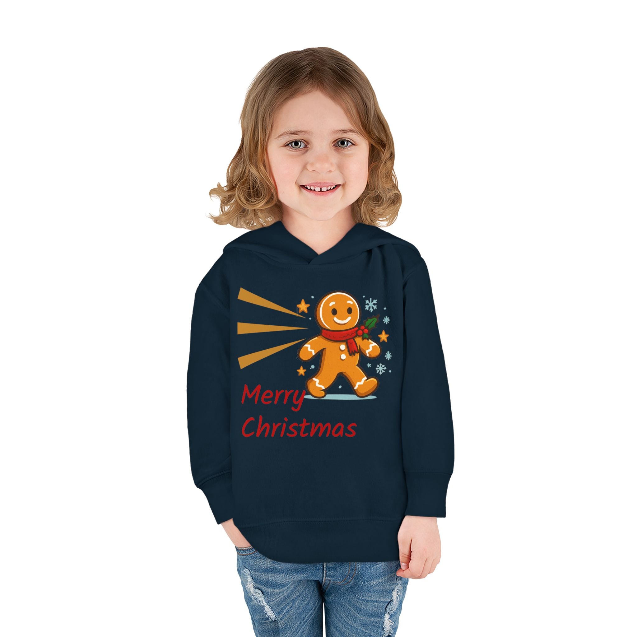 Christmas Toddler Hoodie - Merry Christmas Gingerbread Design, Holiday Gift, Fleece Pullover, Cute Kids Apparel, Seasonal Wear